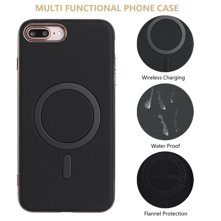 For iPhone 8 Plus / 7 Plus Solid Color Plating MagSafe Full Coverage Phone Case