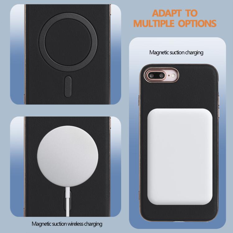 For iPhone 8 Plus / 7 Plus Solid Color Plating MagSafe Full Coverage Phone Case