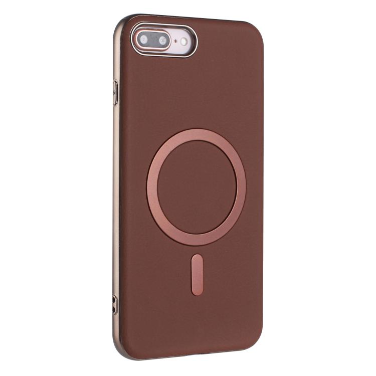 For iPhone 8 Plus / 7 Plus Solid Color Plating MagSafe Full Coverage Phone Case