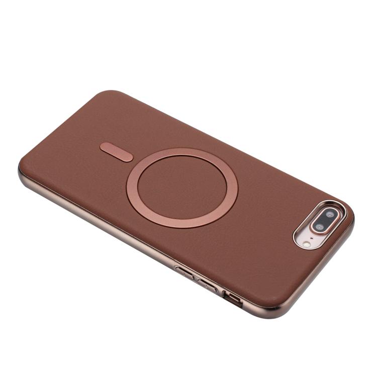 For iPhone 8 Plus / 7 Plus Solid Color Plating MagSafe Full Coverage Phone Case