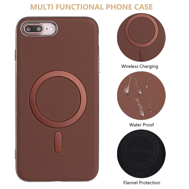 For iPhone 8 Plus / 7 Plus Solid Color Plating MagSafe Full Coverage Phone Case