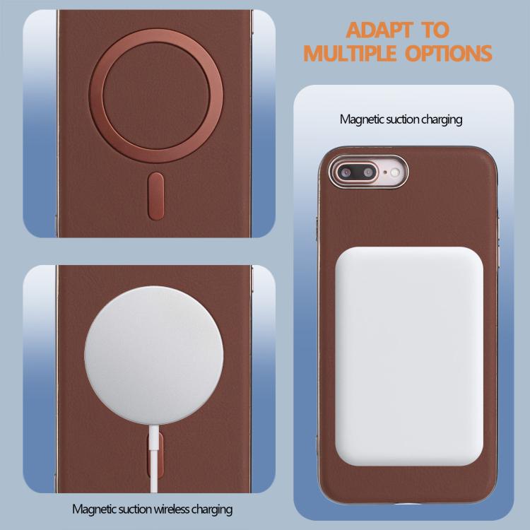 For iPhone 8 Plus / 7 Plus Solid Color Plating MagSafe Full Coverage Phone Case