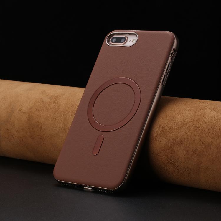For iPhone 8 Plus / 7 Plus Solid Color Plating MagSafe Full Coverage Phone Case