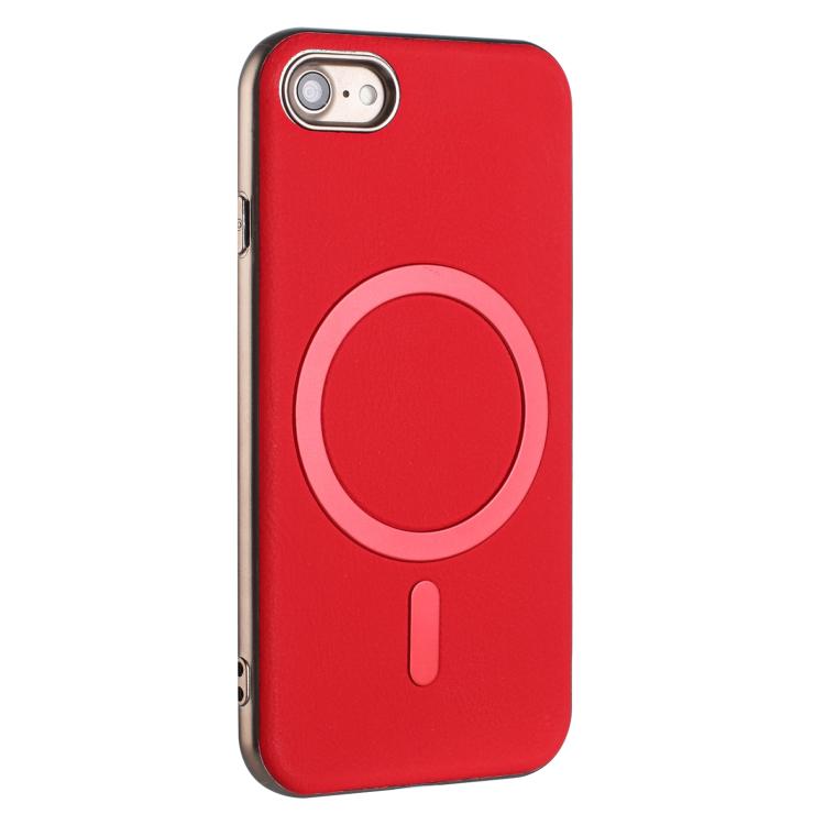 For iPhone 8 / 7 / 6 Solid Color Plating MagSafe Full Coverage Phone Case