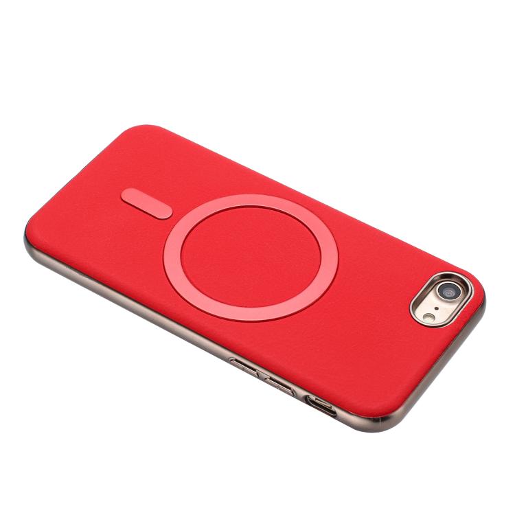 For iPhone 8 / 7 / 6 Solid Color Plating MagSafe Full Coverage Phone Case