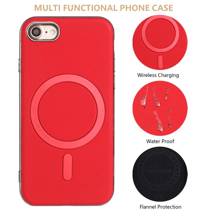 For iPhone 8 / 7 / 6 Solid Color Plating MagSafe Full Coverage Phone Case