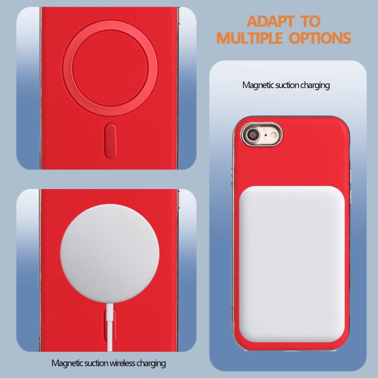 For iPhone 8 / 7 / 6 Solid Color Plating MagSafe Full Coverage Phone Case