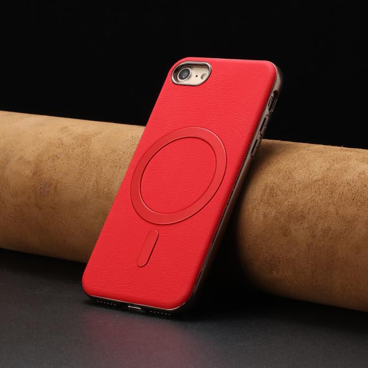 For iPhone 8 / 7 / 6 Solid Color Plating MagSafe Full Coverage Phone Case