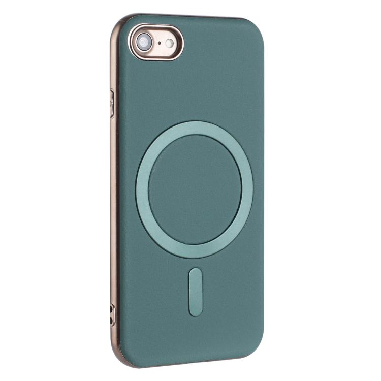 For iPhone 8 / 7 / 6 Solid Color Plating MagSafe Full Coverage Phone Case