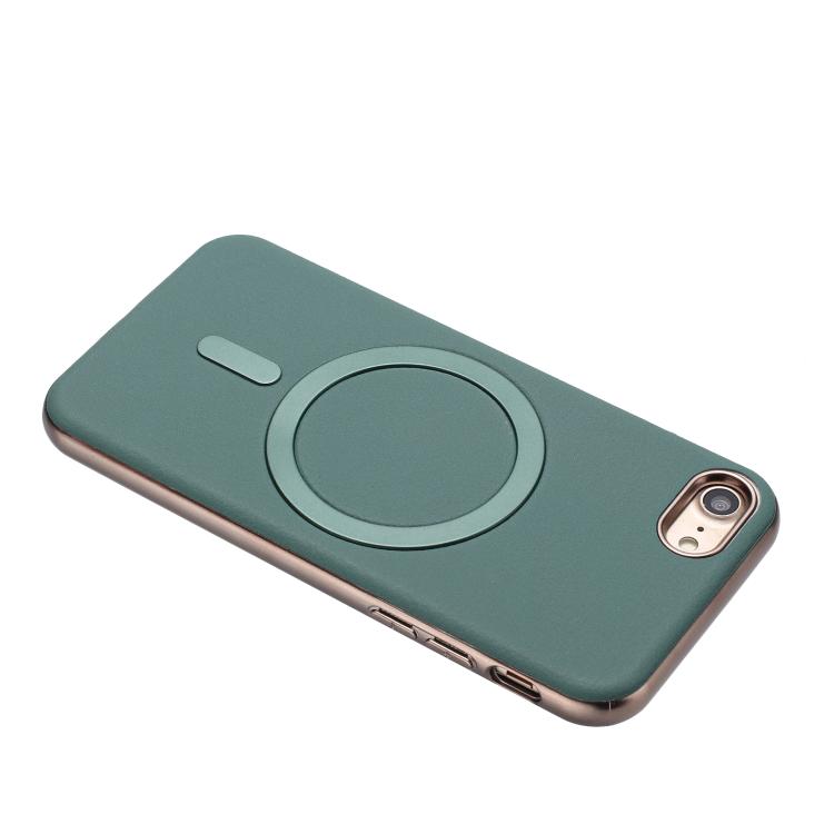 For iPhone 8 / 7 / 6 Solid Color Plating MagSafe Full Coverage Phone Case
