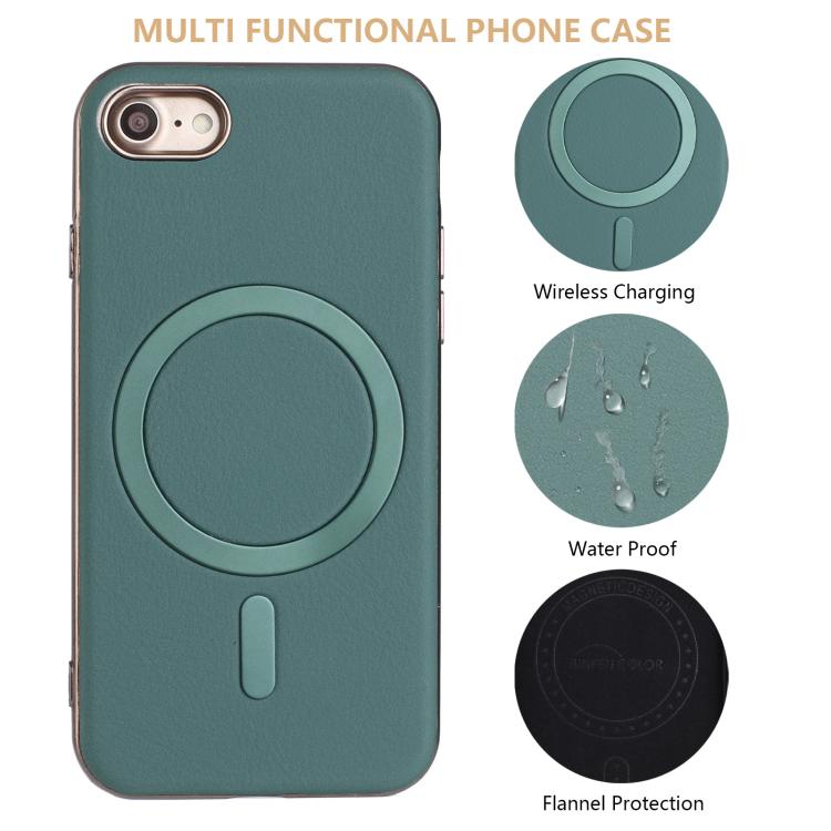 For iPhone 8 / 7 / 6 Solid Color Plating MagSafe Full Coverage Phone Case