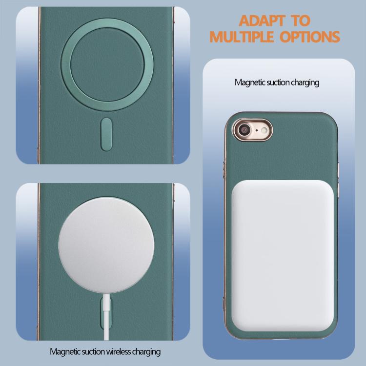 For iPhone 8 / 7 / 6 Solid Color Plating MagSafe Full Coverage Phone Case