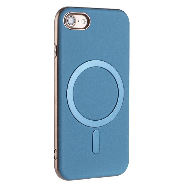 For iPhone 8 / 7 / 6 Solid Color Plating MagSafe Full Coverage Phone Case