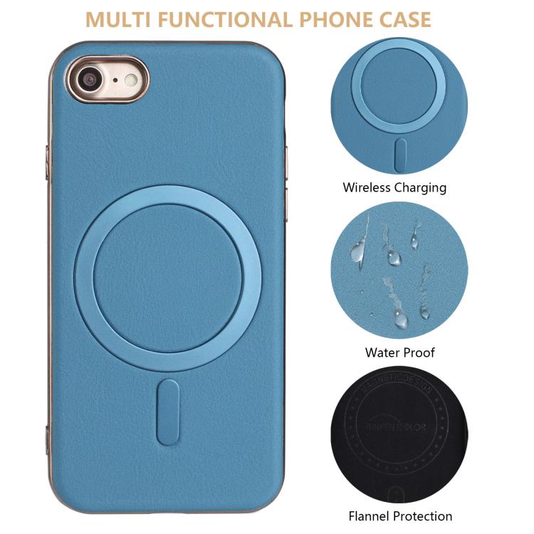 For iPhone 8 / 7 / 6 Solid Color Plating MagSafe Full Coverage Phone Case