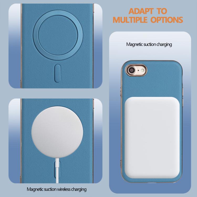 For iPhone 8 / 7 / 6 Solid Color Plating MagSafe Full Coverage Phone Case