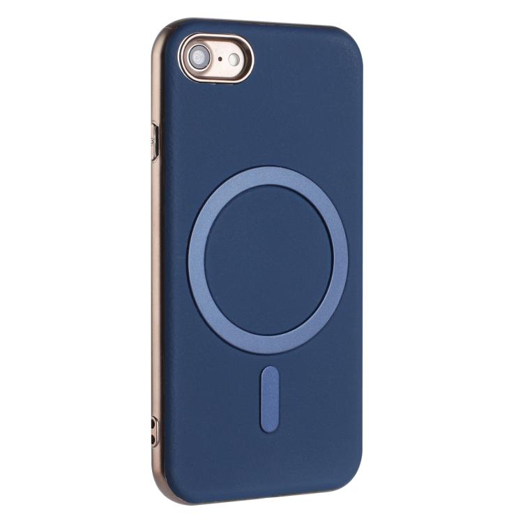 For iPhone 8 / 7 / 6 Solid Color Plating MagSafe Full Coverage Phone Case