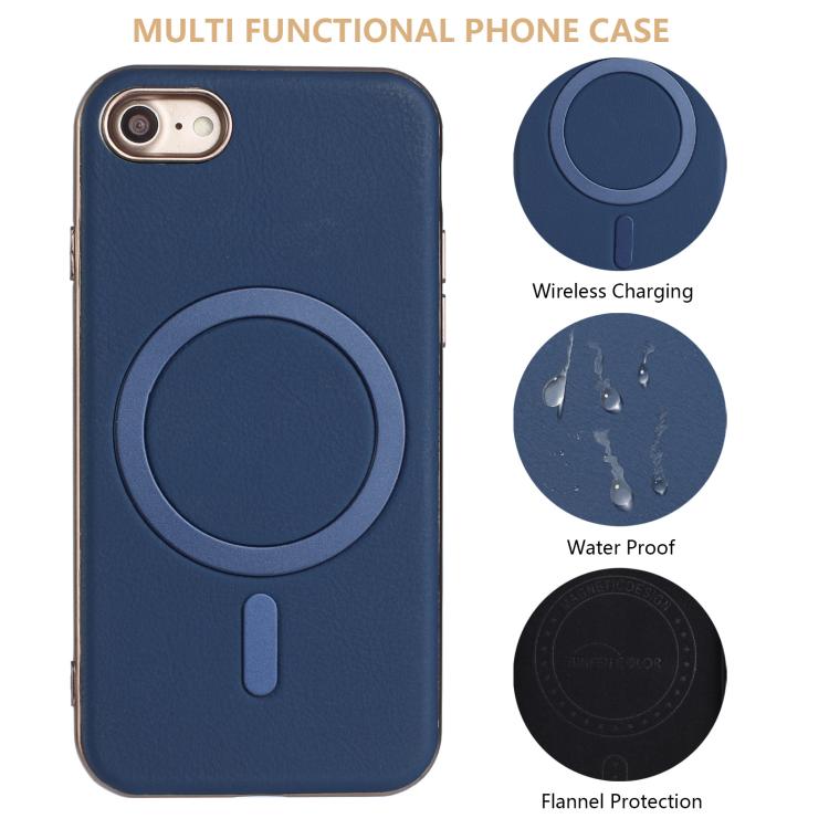 For iPhone 8 / 7 / 6 Solid Color Plating MagSafe Full Coverage Phone Case