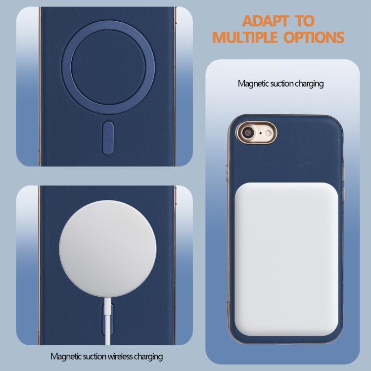 For iPhone 8 / 7 / 6 Solid Color Plating MagSafe Full Coverage Phone Case
