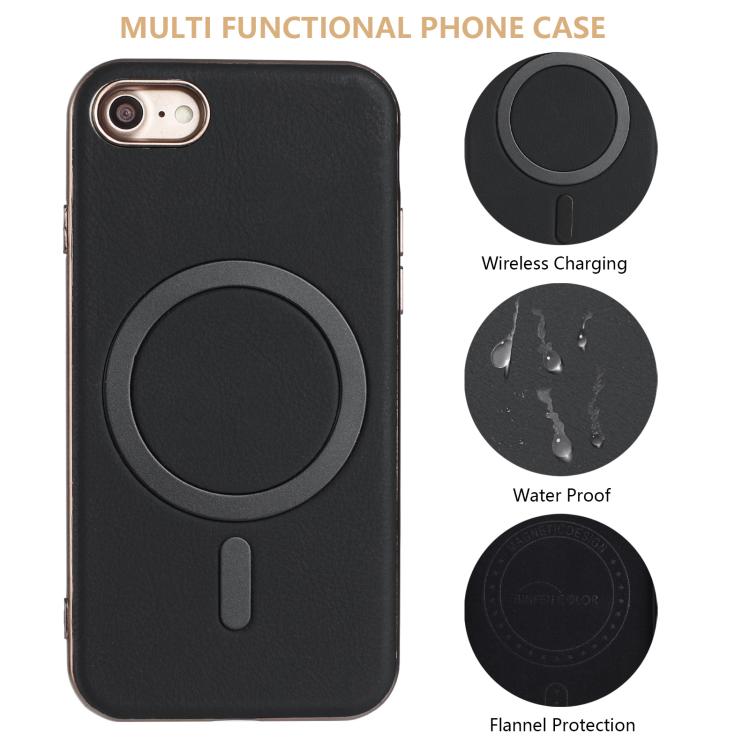 For iPhone 8 / 7 / 6 Solid Color Plating MagSafe Full Coverage Phone Case