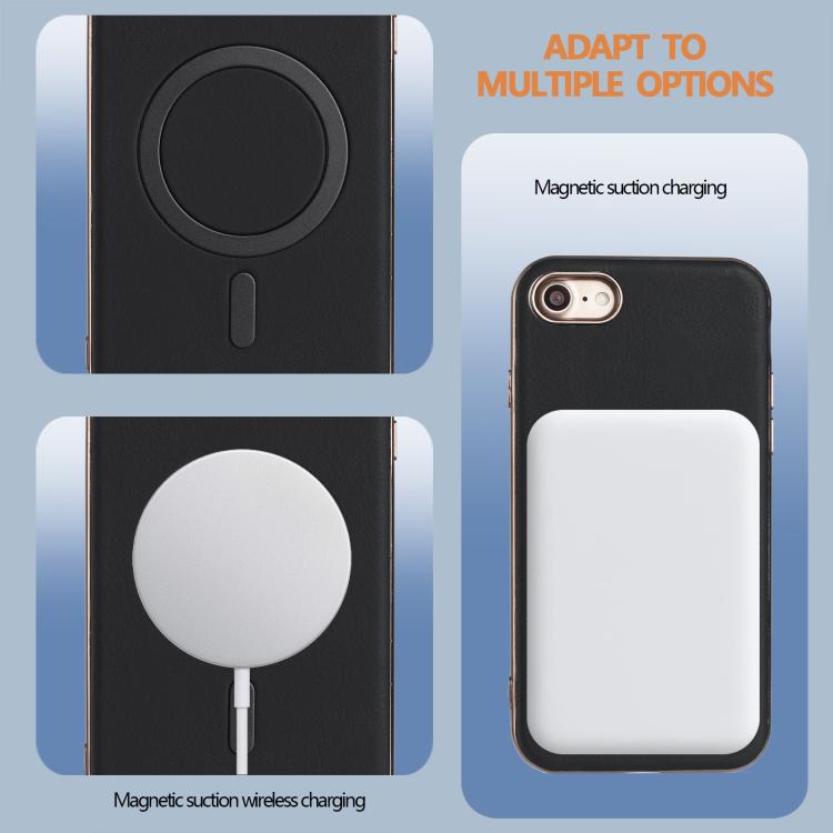 For iPhone 8 / 7 / 6 Solid Color Plating MagSafe Full Coverage Phone Case