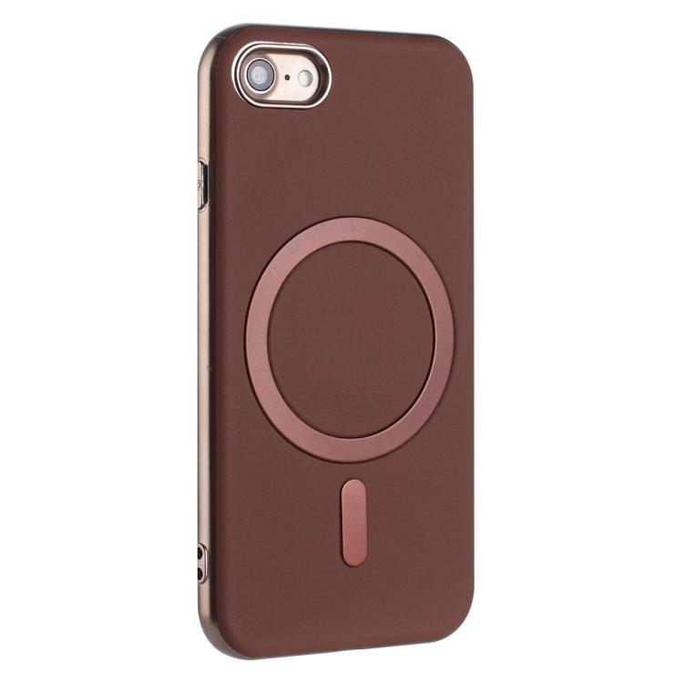 For iPhone 8 / 7 / 6 Solid Color Plating MagSafe Full Coverage Phone Case