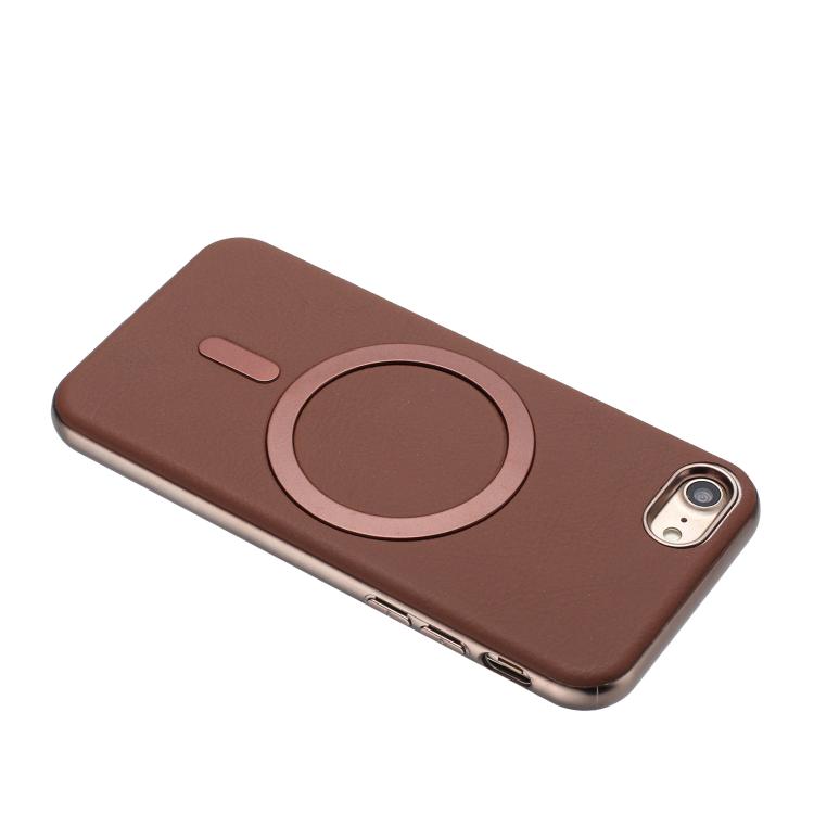For iPhone 8 / 7 / 6 Solid Color Plating MagSafe Full Coverage Phone Case