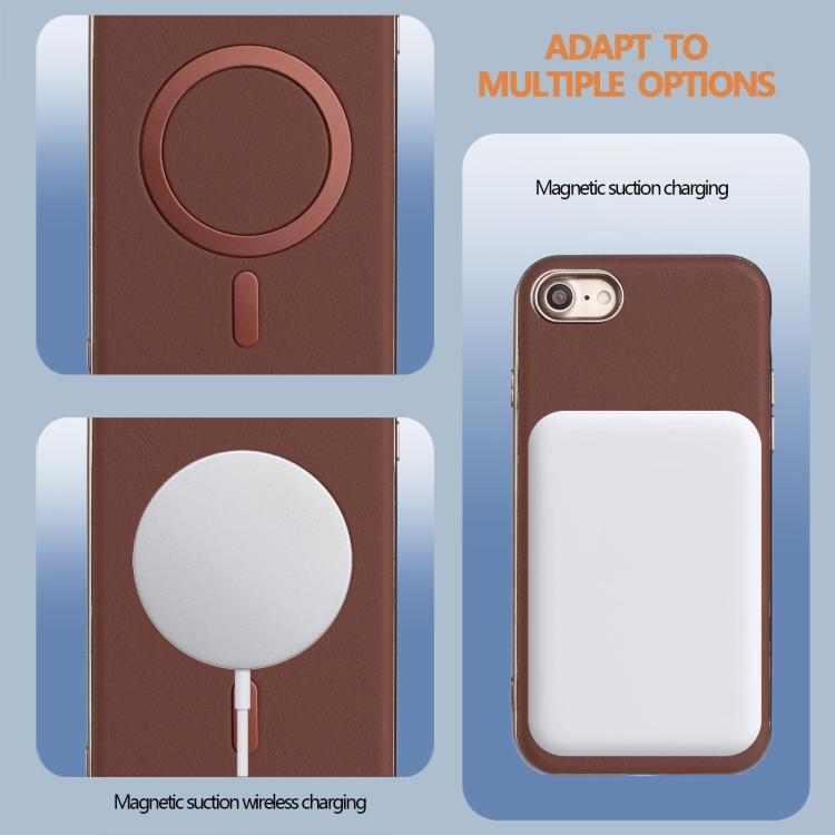 For iPhone 8 / 7 / 6 Solid Color Plating MagSafe Full Coverage Phone Case