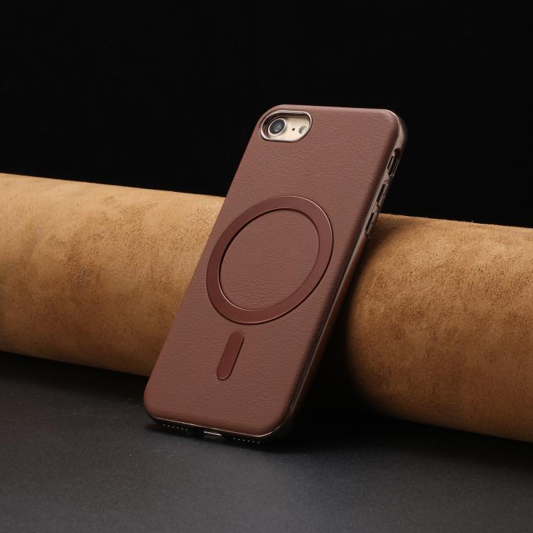 For iPhone 8 / 7 / 6 Solid Color Plating MagSafe Full Coverage Phone Case
