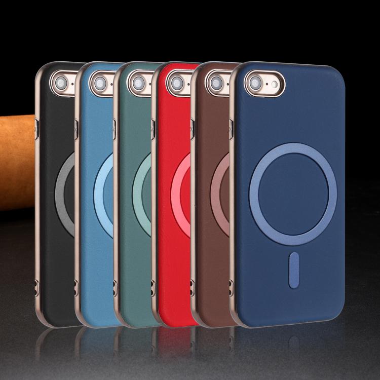 For iPhone 8 / 7 / 6 Solid Color Plating MagSafe Full Coverage Phone Case