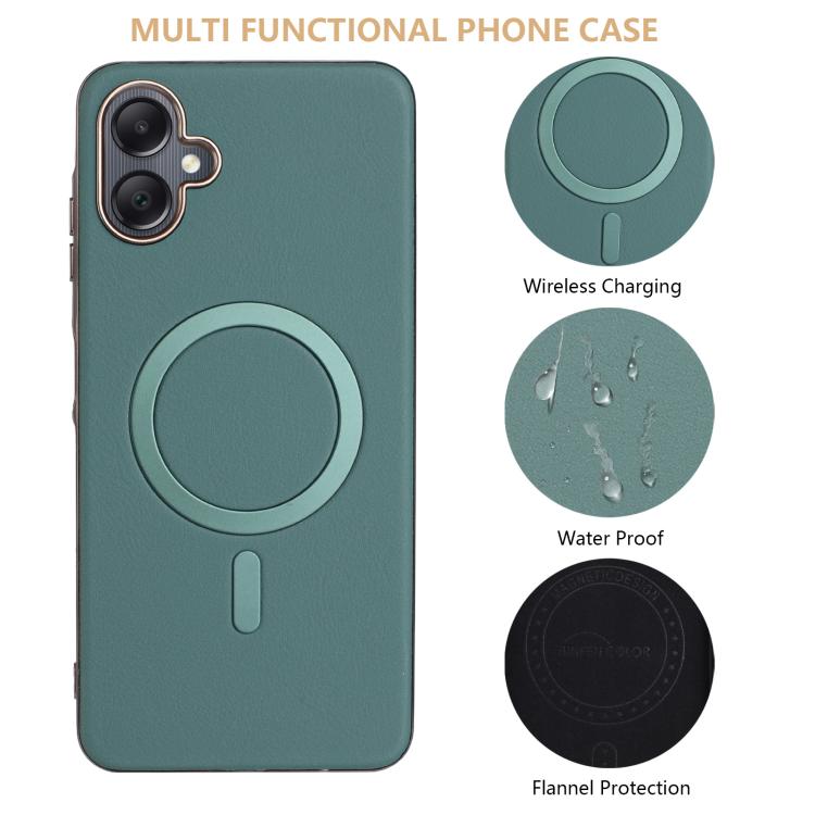For Samsung Galaxy A06 Solid Color Plating MagSafe Full Coverage Phone Case