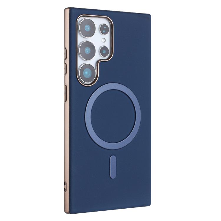 For Samsung Galaxy S23 Ultra 5G Solid Color Plating MagSafe Full Coverage Phone Case