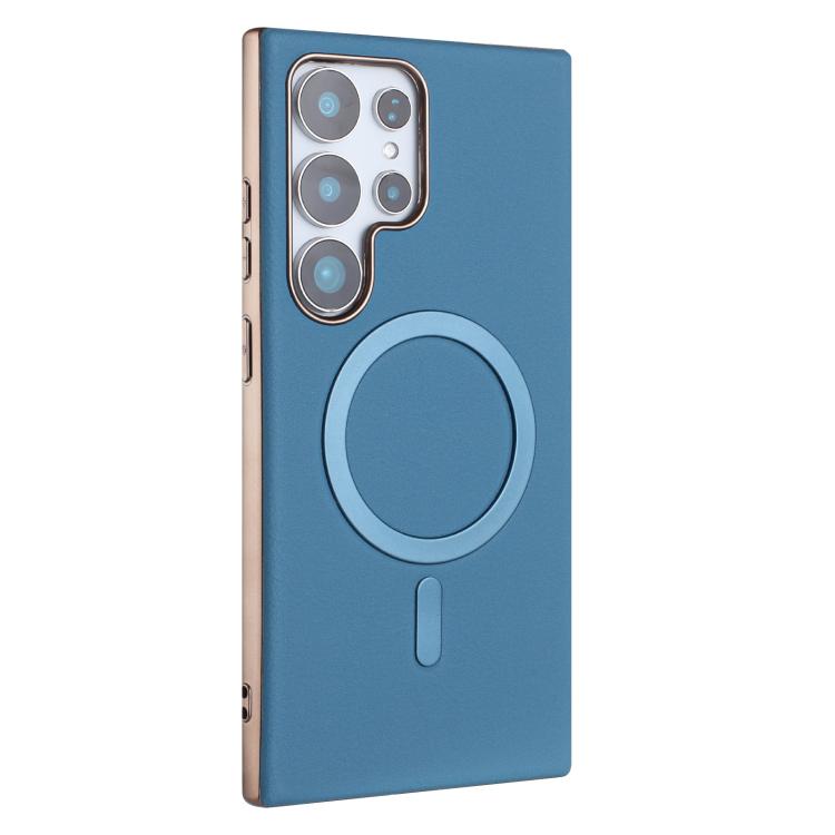 For Samsung Galaxy S22 Ultra 5G Solid Color Plating MagSafe Full Coverage Phone Case