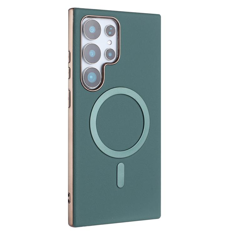 For Samsung Galaxy S21 Ultra 5G Solid Color Plating MagSafe Full Coverage Phone Case