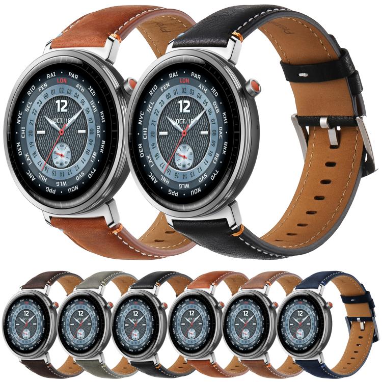 22mm xDfind  Flat Crazy Horse Leather Pin Buckle Watch Band