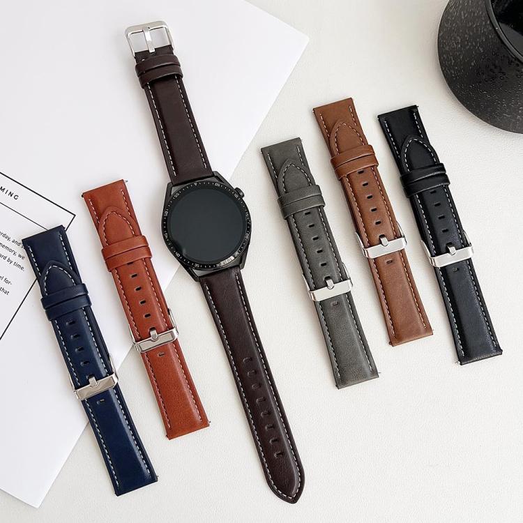 22mm xDfind  Flat Crazy Horse Leather Pin Buckle Watch Band