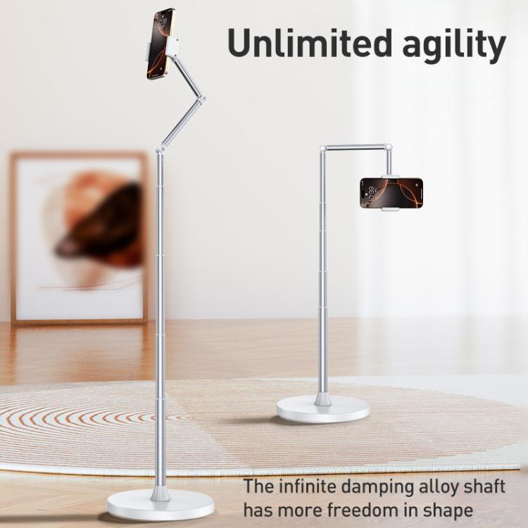 X9 Infinitely Adjustable Floor Stand Two Shaft Phone Live Broadcast Bracket, Height: 63-153cm - White