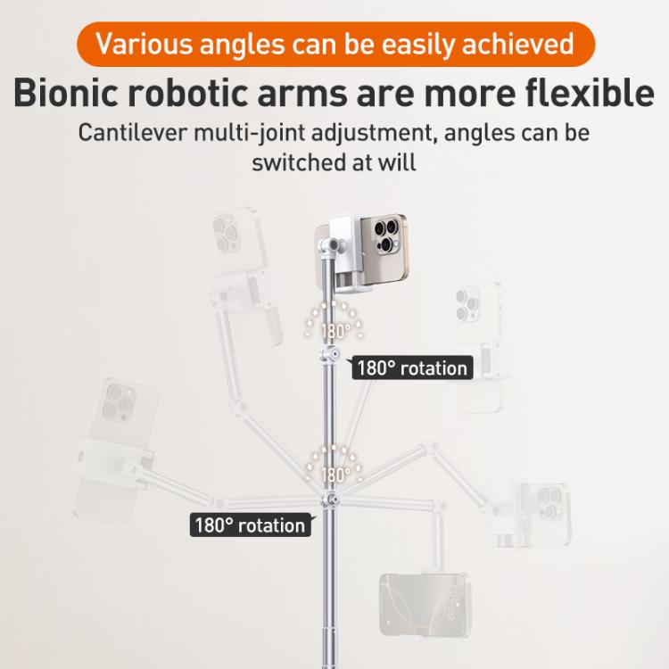 X9 Infinitely Adjustable Floor Stand Two Shaft Phone Live Broadcast Bracket, Height: 63-153cm - White