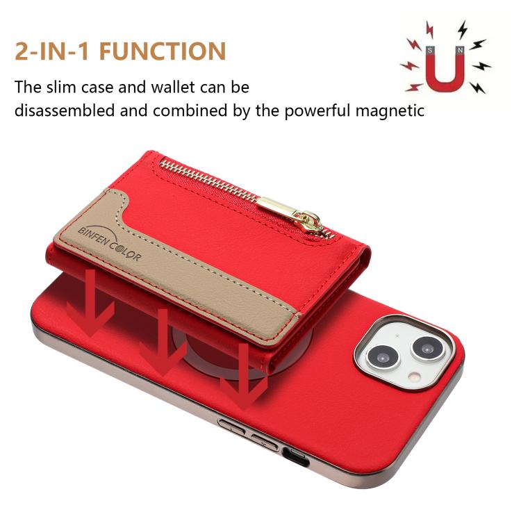 For iPhone 16 Plus Zipper Horizontal Magnetic Card Bag RFID MagSafe Phone Case