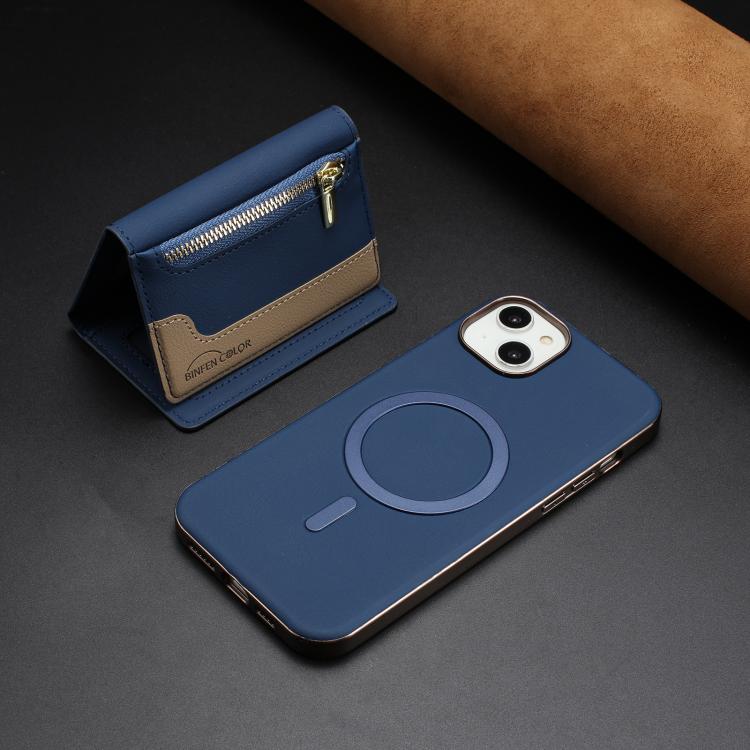 For iPhone 16 Plus Zipper Horizontal Magnetic Card Bag RFID MagSafe Phone Case