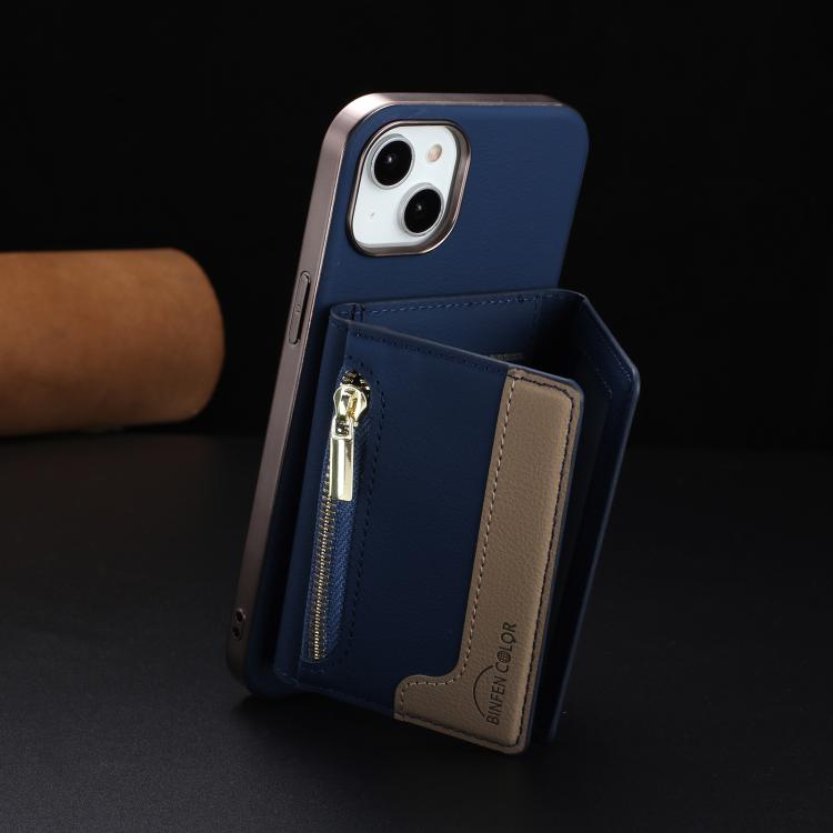 For iPhone 16 Plus Zipper Horizontal Magnetic Card Bag RFID MagSafe Phone Case