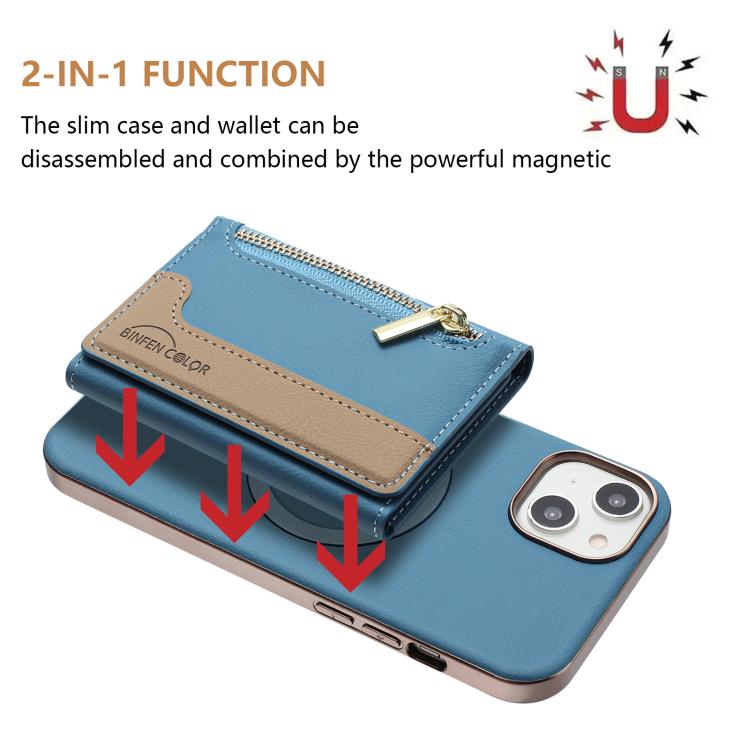 For iPhone 16 Plus Zipper Horizontal Magnetic Card Bag RFID MagSafe Phone Case