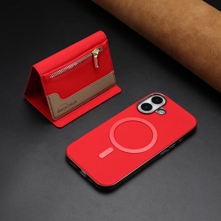For iPhone 16 Zipper Horizontal Magnetic Card Bag RFID MagSafe Phone Case
