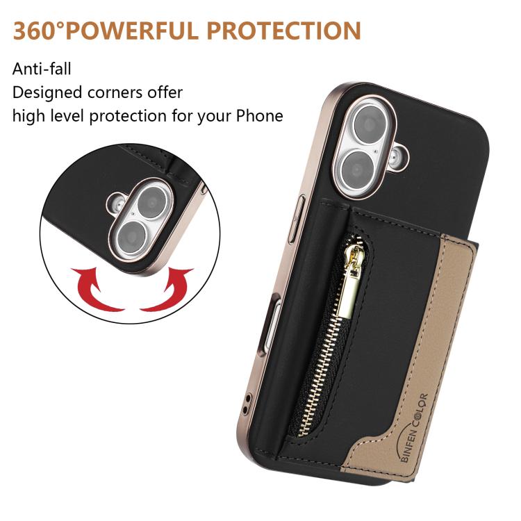 For iPhone 16 Zipper Horizontal Magnetic Card Bag RFID MagSafe Phone Case