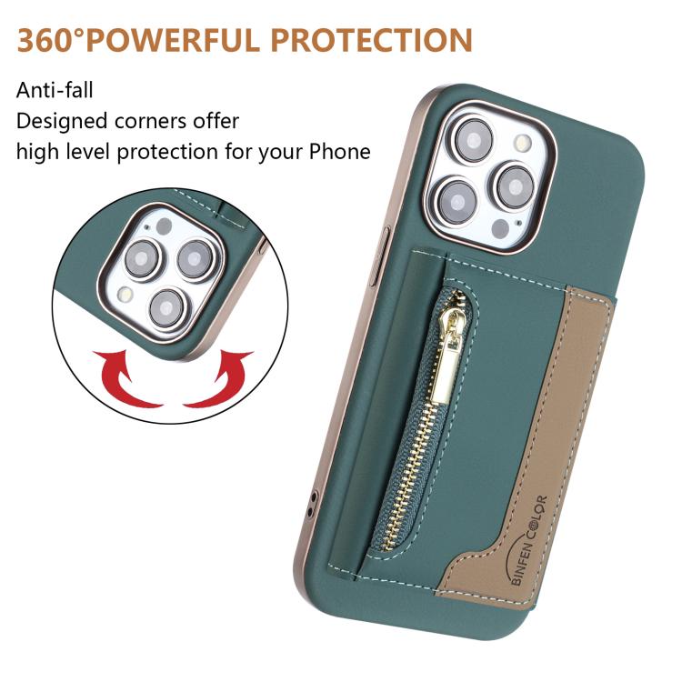 For iPhone 14 Pro Zipper Horizontal Magnetic Card Bag RFID MagSafe Phone Case