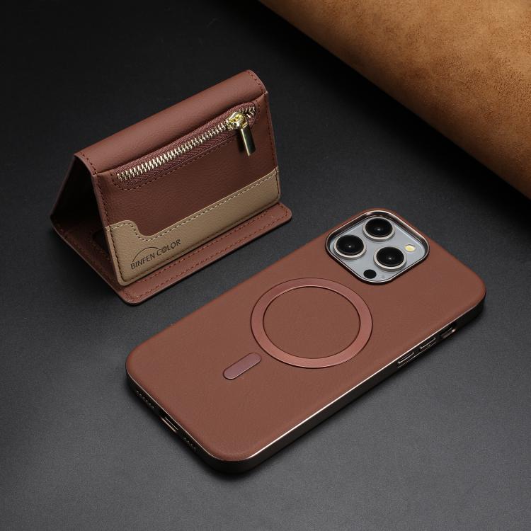 For iPhone 14 Pro Zipper Horizontal Magnetic Card Bag RFID MagSafe Phone Case