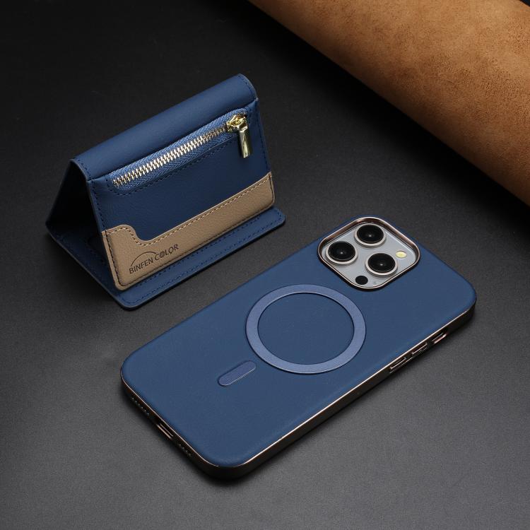 For iPhone 13 Pro Max Zipper Horizontal Magnetic Card Bag RFID MagSafe Phone Case