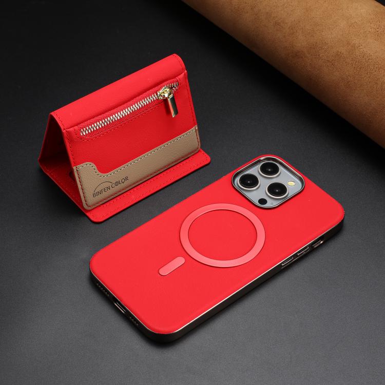 For iPhone 13 Pro Zipper Horizontal Magnetic Card Bag RFID MagSafe Phone Case