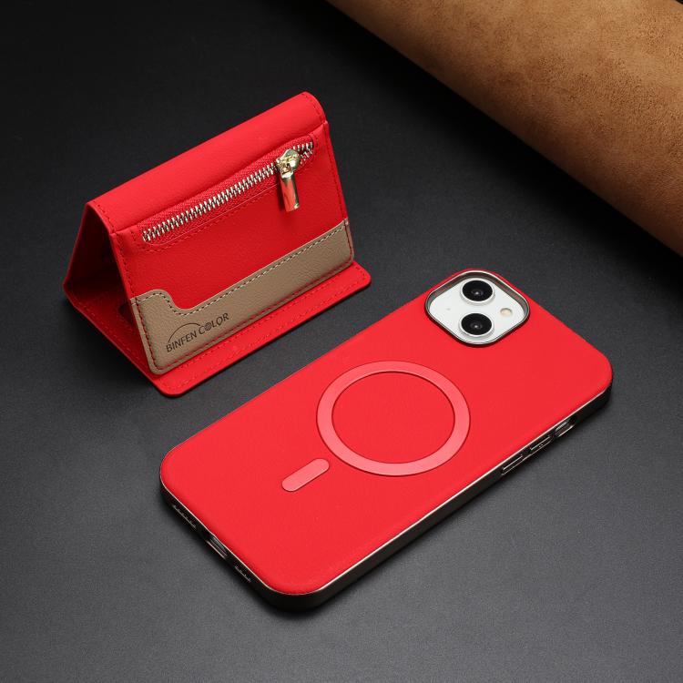 For iPhone 13 Zipper Horizontal Magnetic Card Bag RFID MagSafe Phone Case