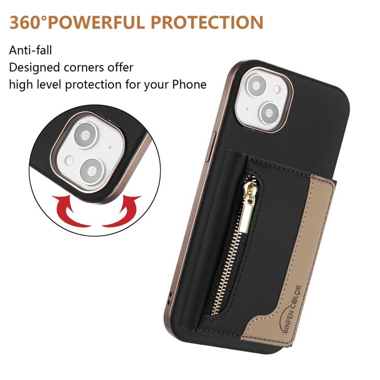 For iPhone 13 Zipper Horizontal Magnetic Card Bag RFID MagSafe Phone Case