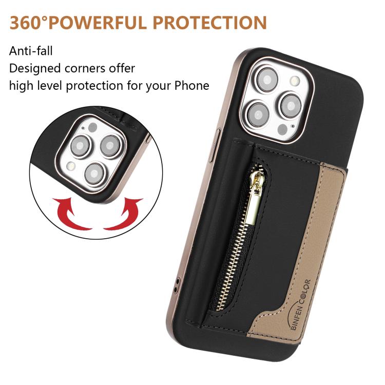 For iPhone 12 Pro Max Zipper Horizontal Magnetic Card Bag RFID MagSafe Phone Case